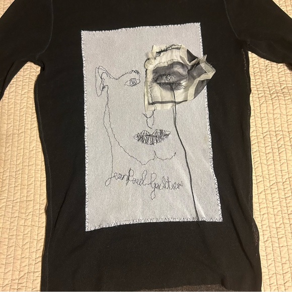 Jean Paul Gaultier SS 2002 Vintage Mesh Picasso Appliqué Madonna Eyes Pullover - Picture 11 of 16